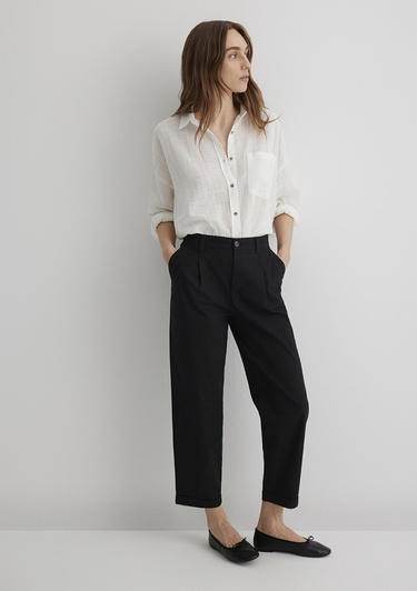  Mavi Oversize Ekru Gömlek Loose Fit / Bol Rahat Kesim 1210404-70057