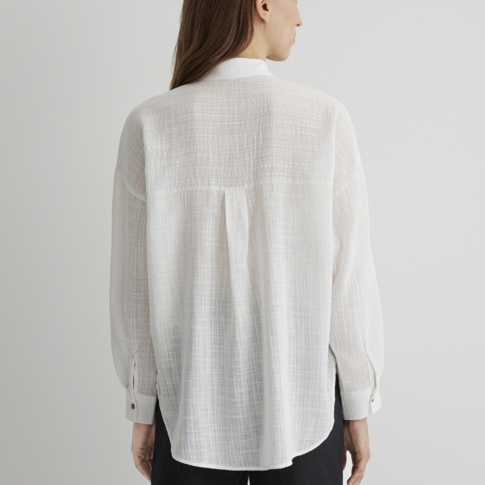 Mavi Oversize Ekru Gömlek Loose Fit / Bol Rahat Kesim 1210404-70057