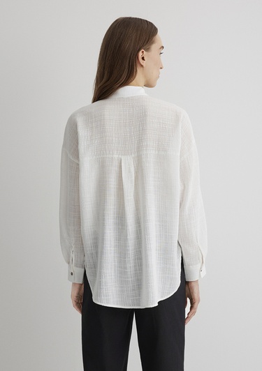  Mavi Oversize Ekru Gömlek Loose Fit / Bol Rahat Kesim 1210404-70057