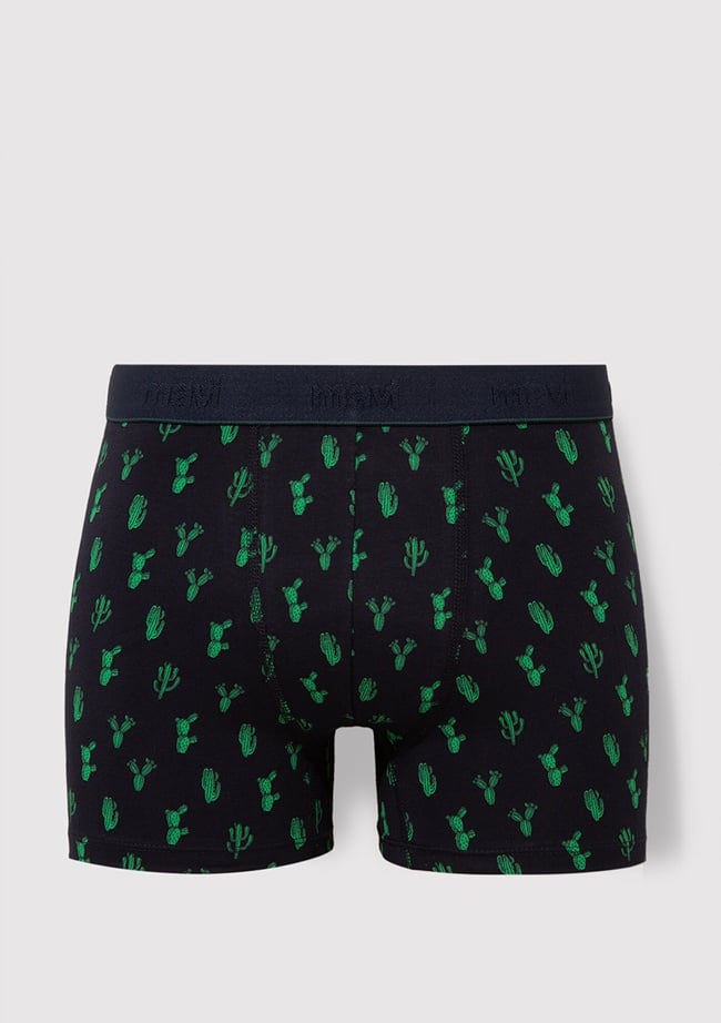  Mavi Kaktüs Baskılı Lacivert Boxer 0910045-32184