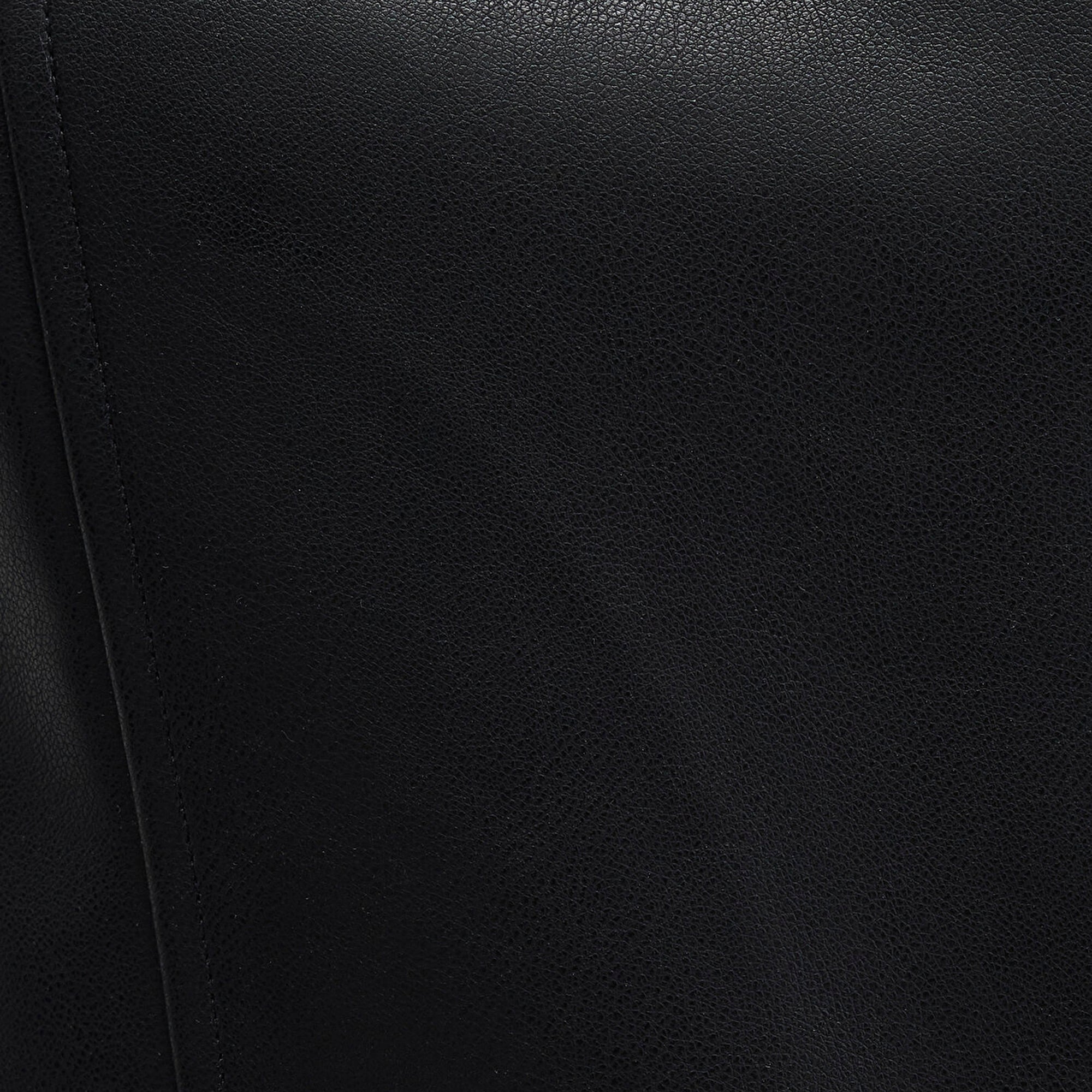 Mavi Biker Yaka Siyah Suni Deri Ceket Fitted / Vücuda Oturan Kesim 1110221-900