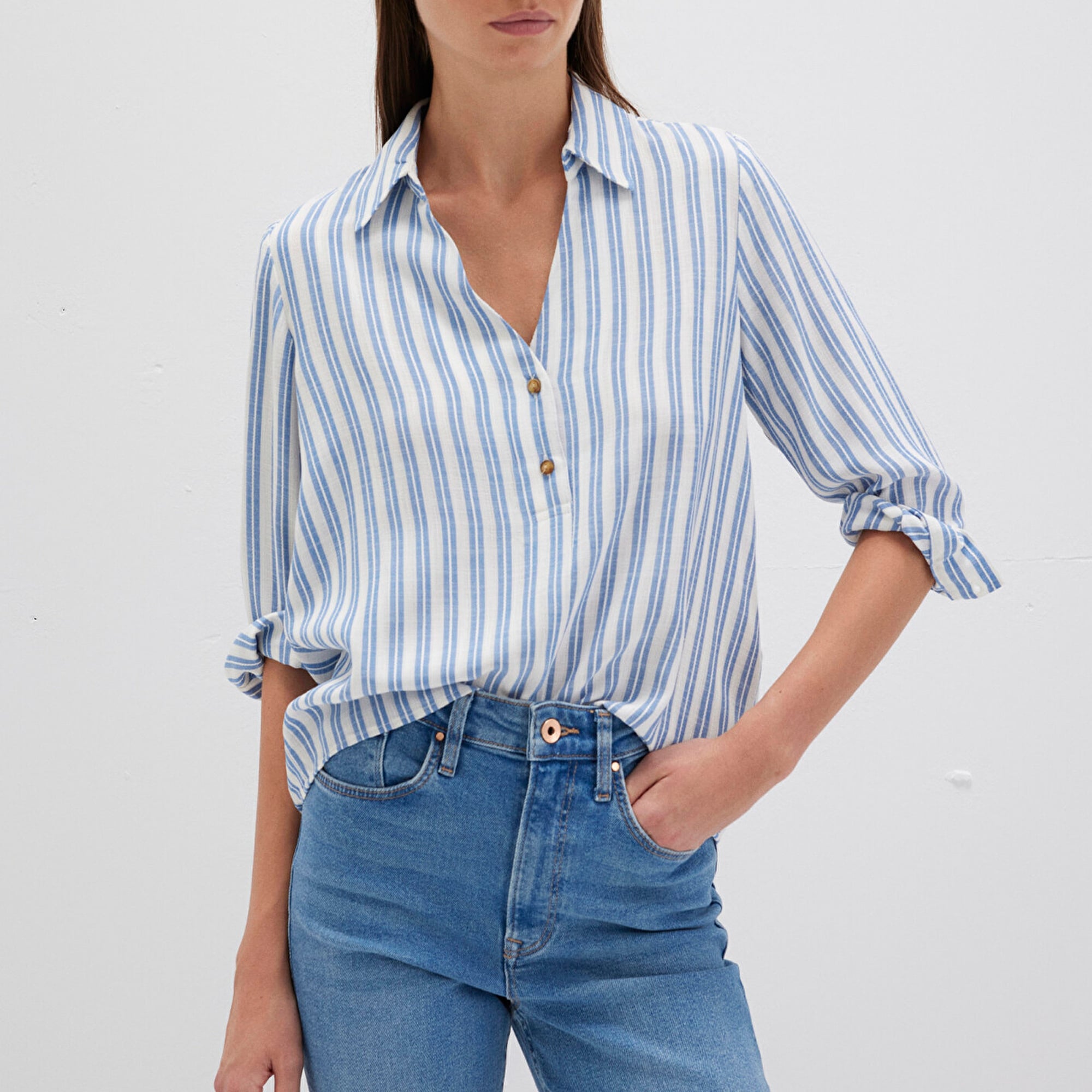 Mavi Mavi Çizgili Bluz 122400-83979