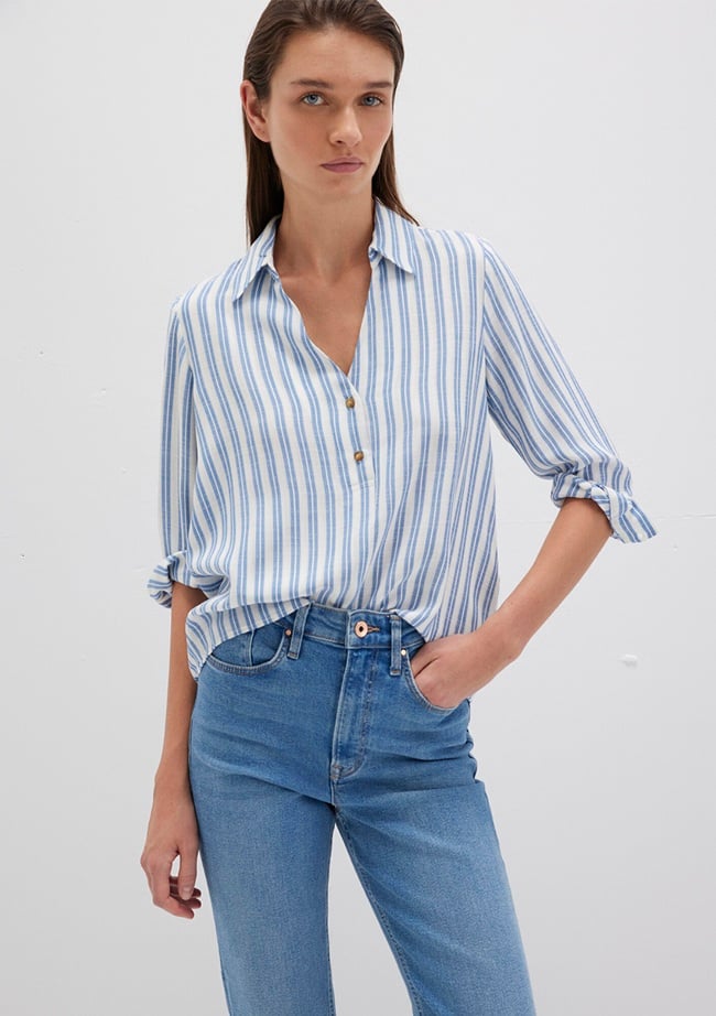  Mavi Mavi Çizgili Bluz 122400-83979