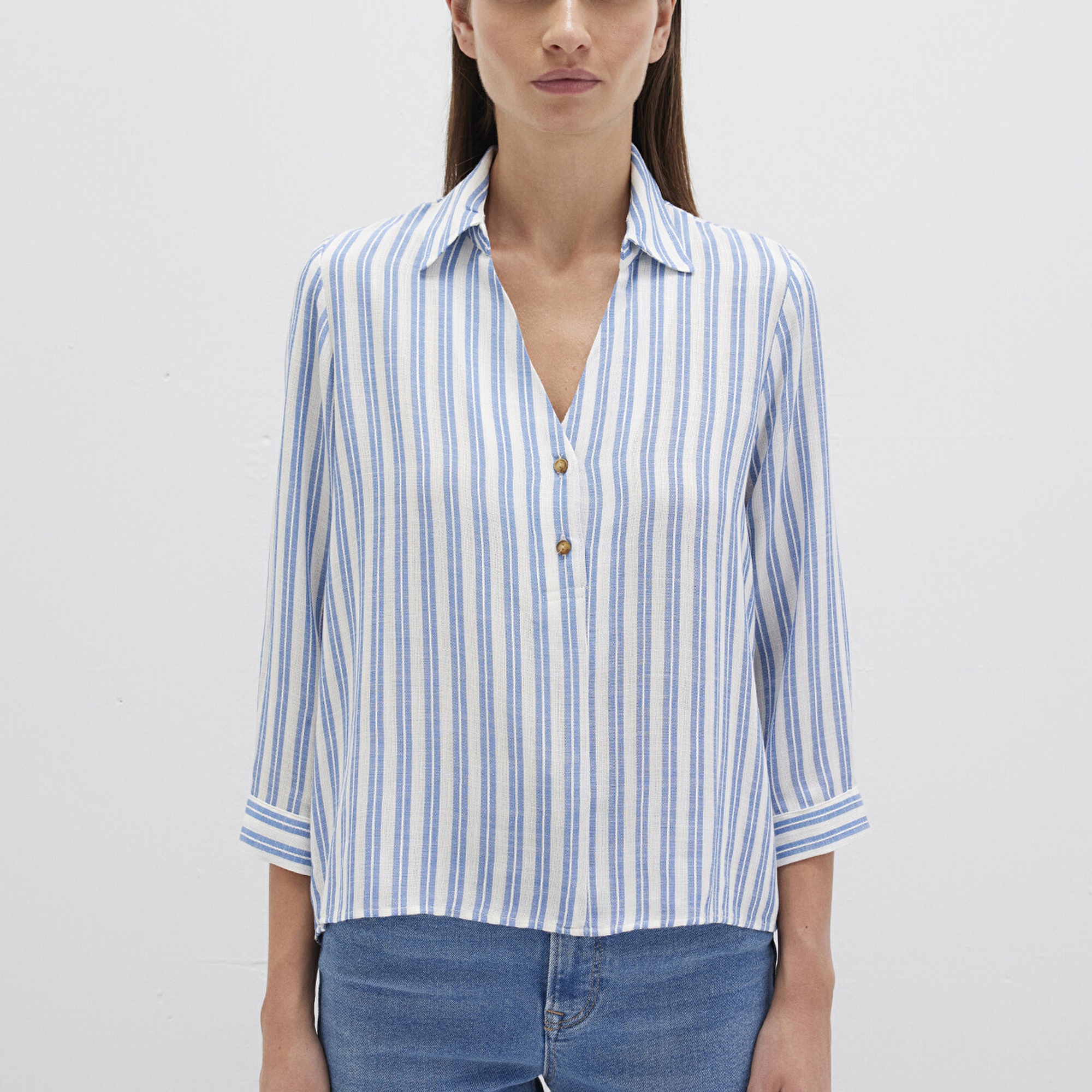 Mavi Mavi Çizgili Bluz 122400-83979