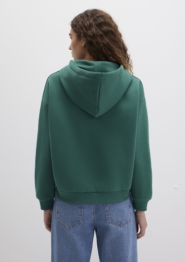  Mavi Mavi Logo Baskılı Kapüşonlu Yeşil Sweatshirt 168334-71874