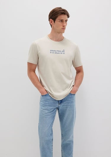  Mavi Mavi Logo Baskılı Gri Tişört Regular Fit / Normal Kesim 0610943-70144