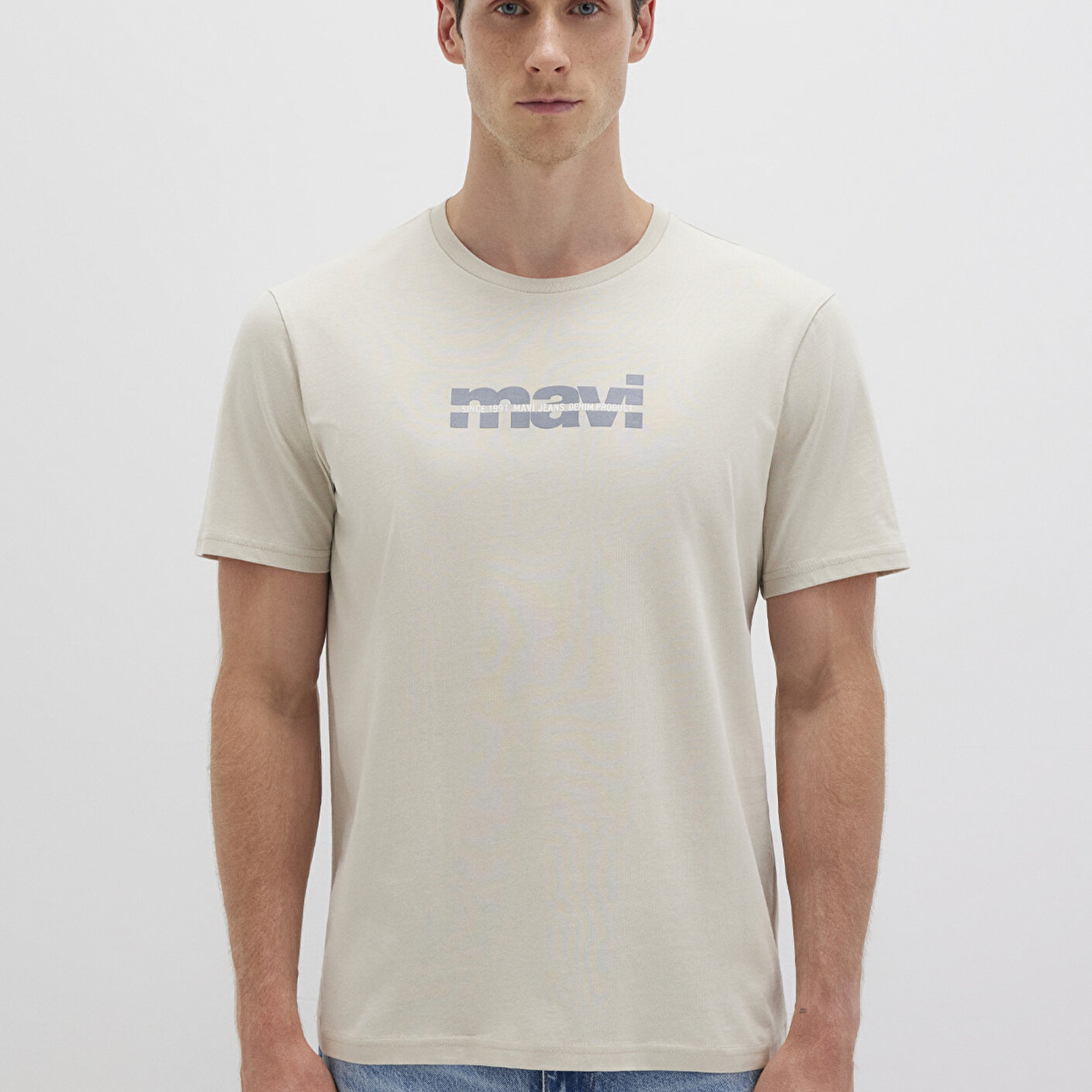 Mavi Mavi Logo Baskılı Gri Tişört Regular Fit / Normal Kesim 0610943-70144