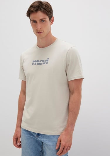  Mavi Mavi Logo Baskılı Gri Tişört Regular Fit / Normal Kesim 0610943-70144