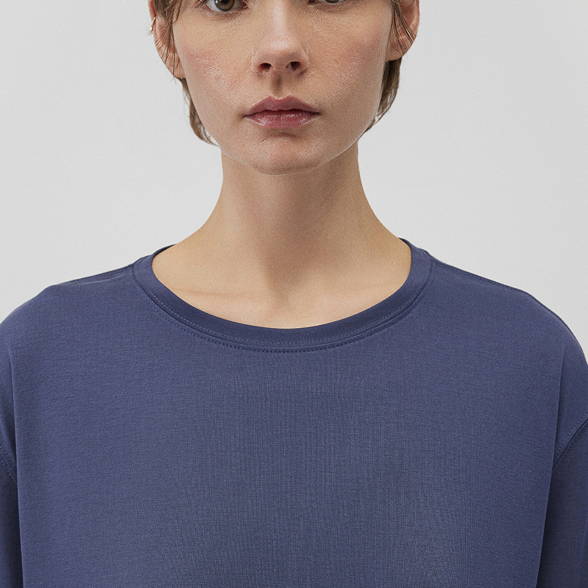 Mavi Lacivert TENCEL TM Modal Basic Tişört Regular Fit / Normal Kesim 1611897-70487