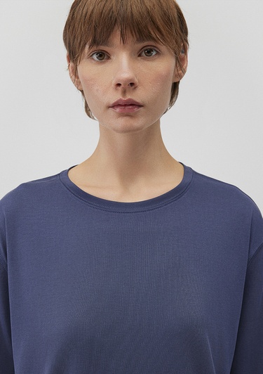  Mavi Lacivert TENCEL TM Modal Basic Tişört Regular Fit / Normal Kesim 1611897-70487