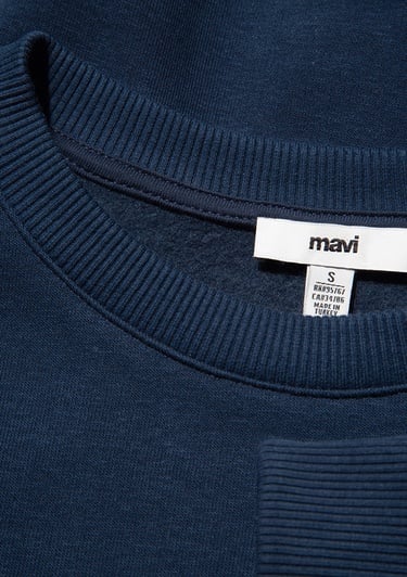  Mavi Mavi Logo Baskılı Lacivert Sweatshirt 1611656-82454