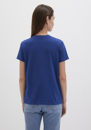  Mavi İstanbul Baskılı Mavi Tişört Semi Slim Fit / Yarı Dar Kesim 1612111-70722