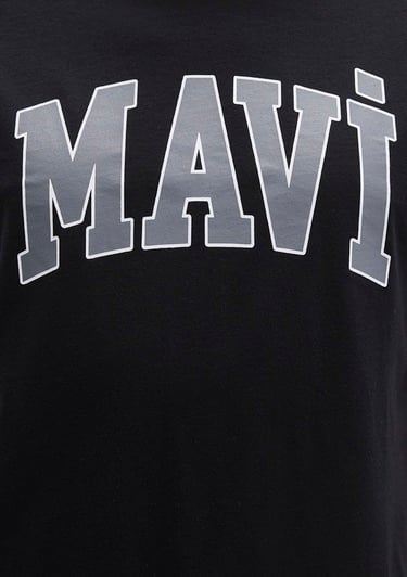  Mavi Mavi Logo Baskılı Siyah Tişört Loose Fit / Bol Rahat Kesim 0611711-900