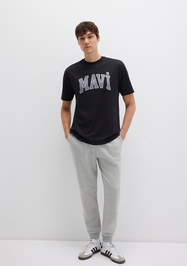  Mavi Mavi Logo Baskılı Siyah Tişört Loose Fit / Bol Rahat Kesim 0611711-900