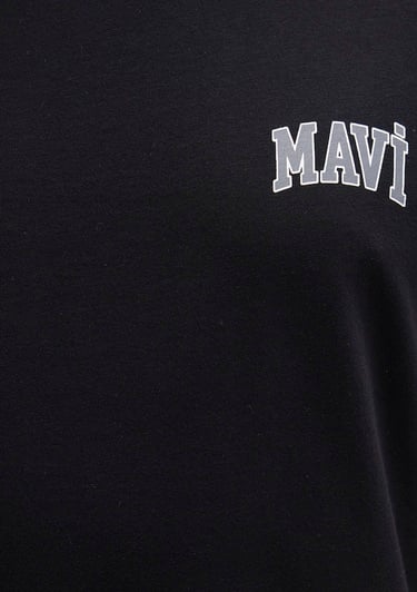  Mavi Mavi Logo Baskılı Siyah Tişört Regular Fit / Normal Kesim 0611714-900