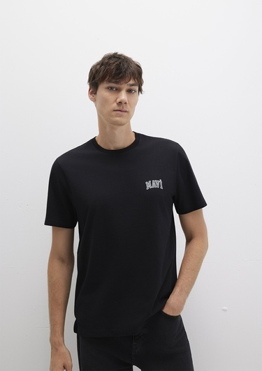  Mavi Mavi Logo Baskılı Siyah Tişört Regular Fit / Normal Kesim 0611714-900