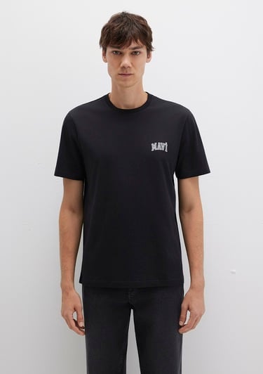  Mavi Mavi Logo Baskılı Siyah Tişört Regular Fit / Normal Kesim 0611714-900