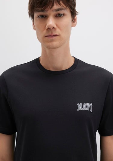  Mavi Mavi Logo Baskılı Siyah Tişört Regular Fit / Normal Kesim 0611714-900