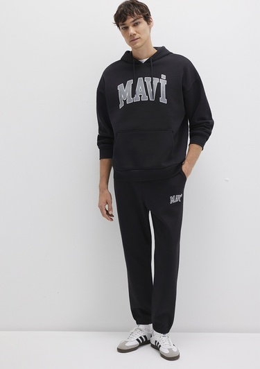  Mavi Mavi Logo Baskılı Kapüşonlu Siyah Sweatshirt 067149-902