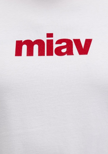  Mavi Kırmızı Miav Baskılı Beyaz Tişört Regular Fit / Normal Kesim 067153-622