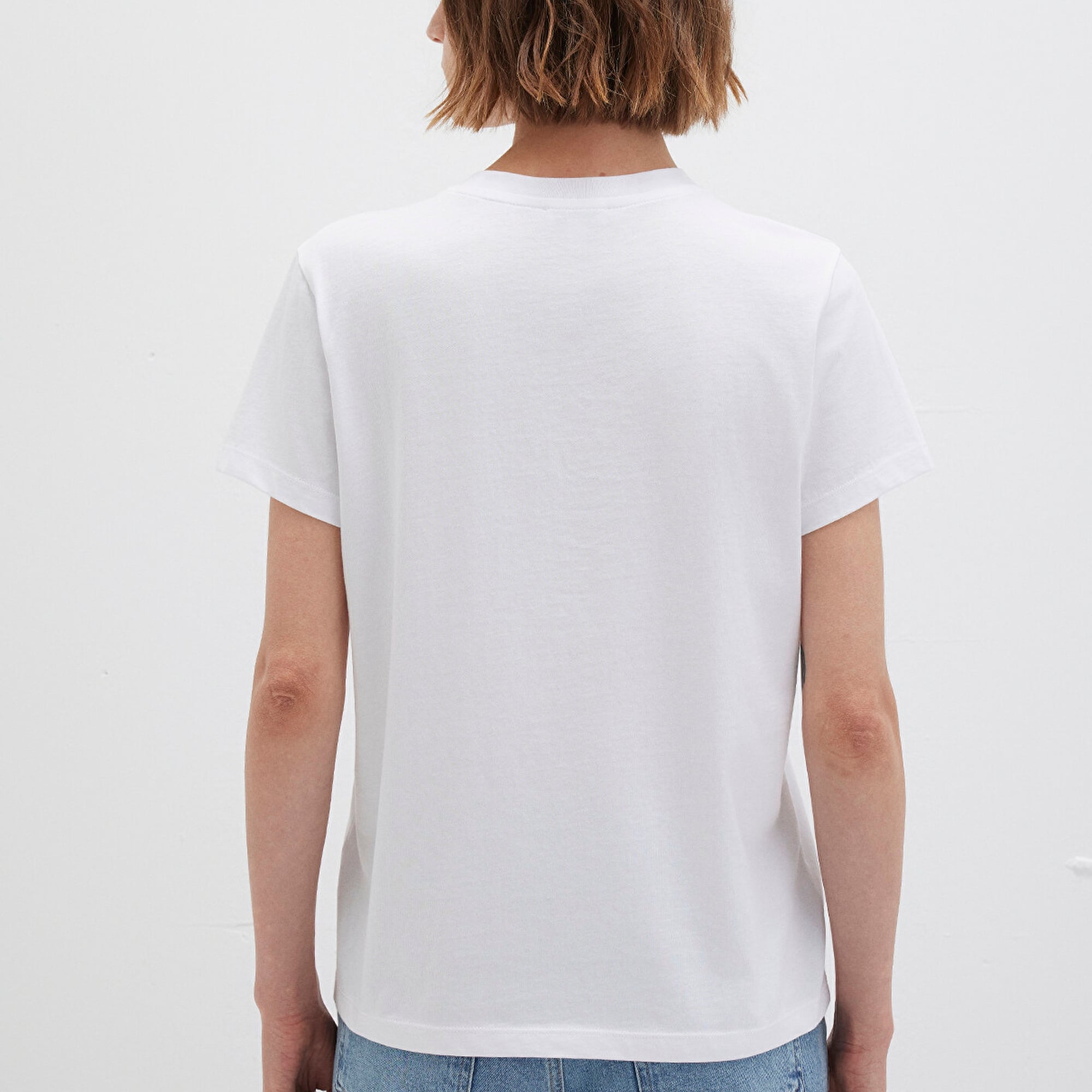 Mavi Kırmızı Miav Baskılı Beyaz Tişört Regular Fit / Normal Kesim 1610622-86417