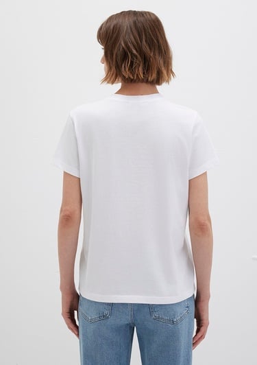  Mavi Kırmızı Miav Baskılı Beyaz Tişört Regular Fit / Normal Kesim 1610622-86417