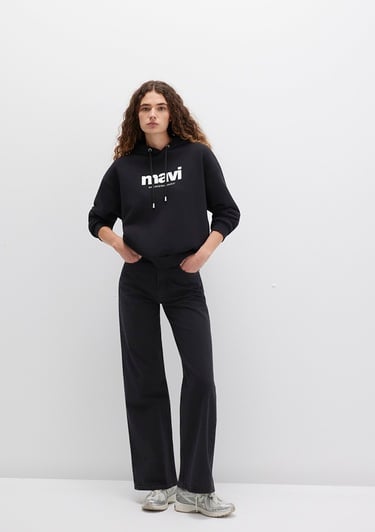  Mavi Mavi Logo Baskılı Kapüşonlu Siyah Sweatshirt 168334-900