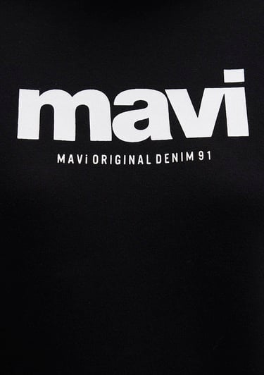  Mavi Mavi Logo Baskılı Kapüşonlu Siyah Sweatshirt 168334-900