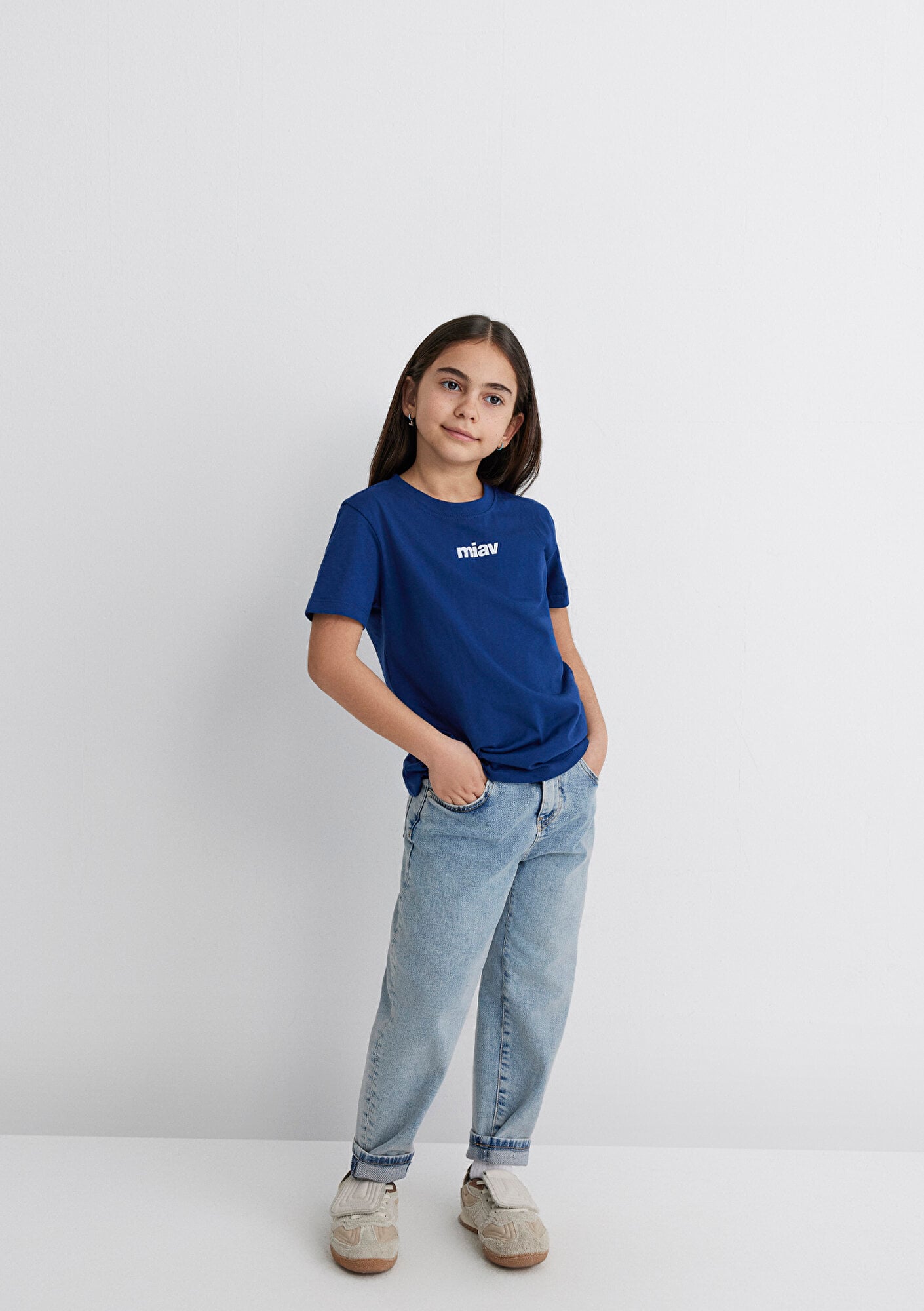  Mavi Miav Baskılı Lacivert Çocuk Tişört Regular Fit / Normal Kesim 6633270722
