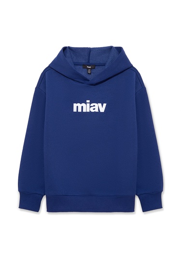  Mavi Miav Baskılı Kapüşonlu Lacivert Çocuk Sweatshirt 6S10028-70722