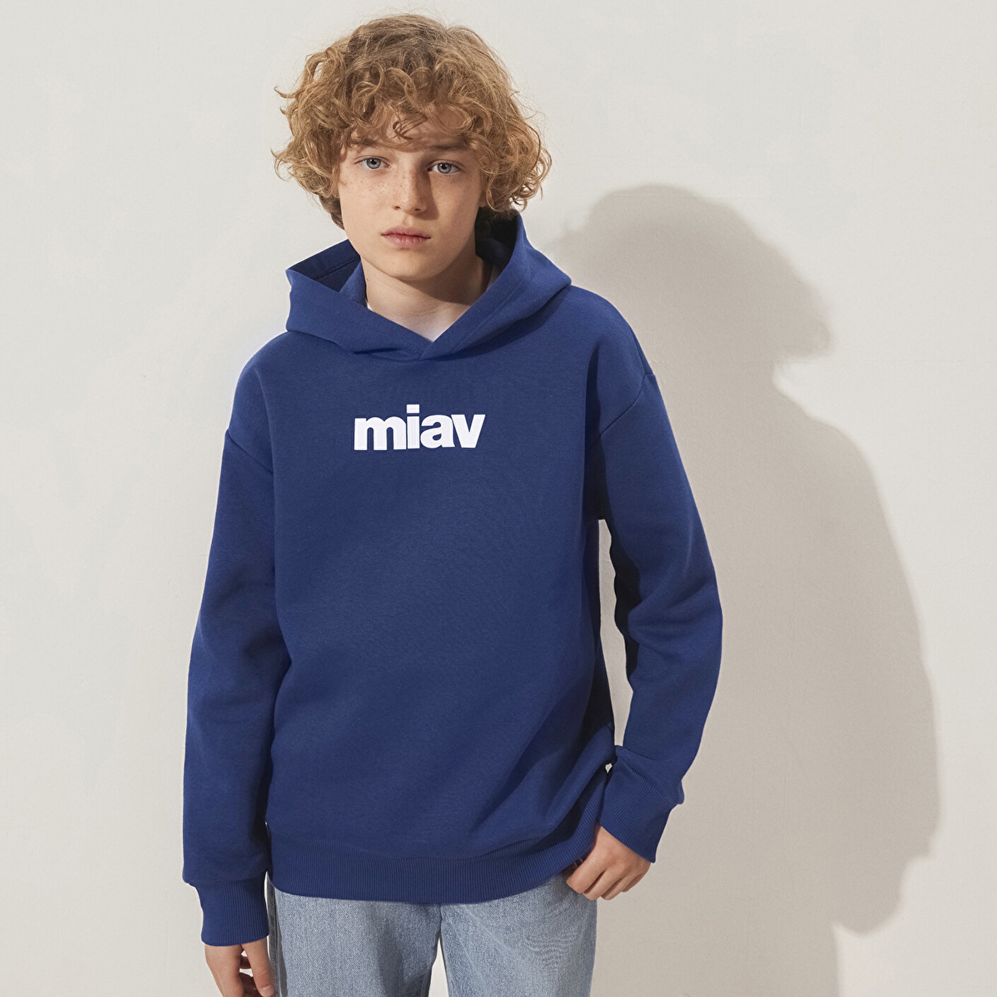 Mavi Miav Baskılı Kapüşonlu Lacivert Çocuk Sweatshirt 6S10028-70722