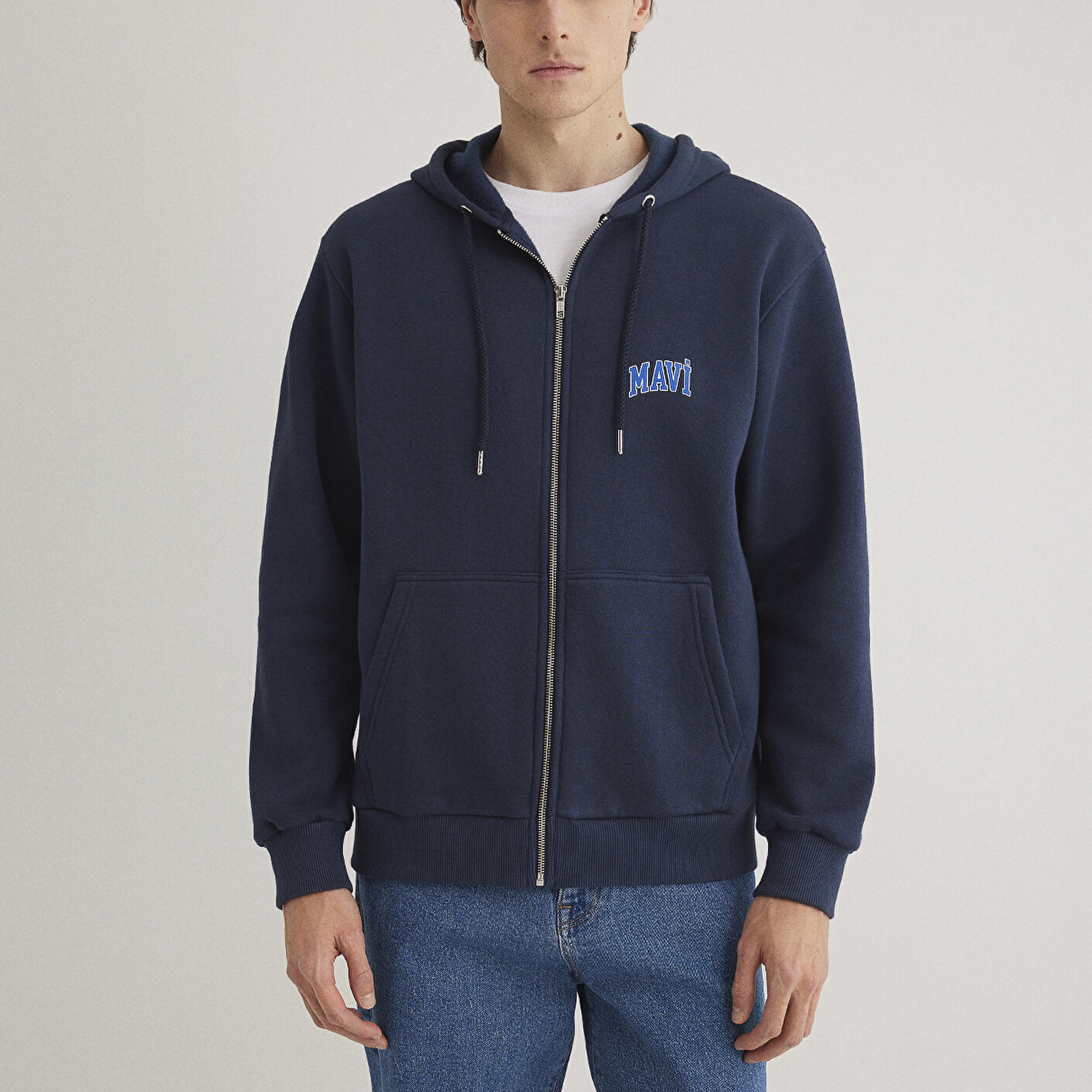 Mavi Mavi Logo Baskılı Fermuarlı Lacivert Sweatshirt 0611715-70490