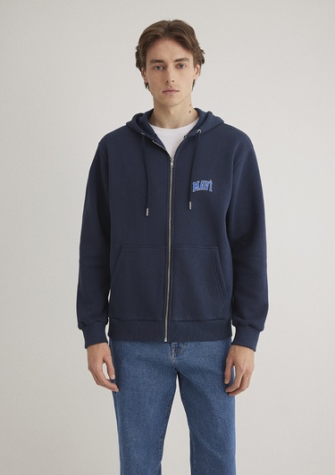  Mavi Mavi Logo Baskılı Fermuarlı Lacivert Sweatshirt 0611715-70490