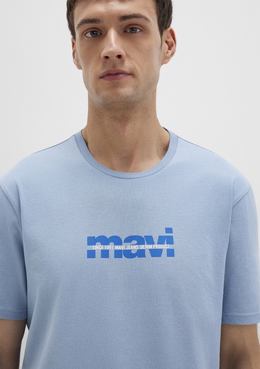  Mavi Mavi Logo Baskılı Mavi Tişört Regular Fit / Normal Kesim 0610943-70731