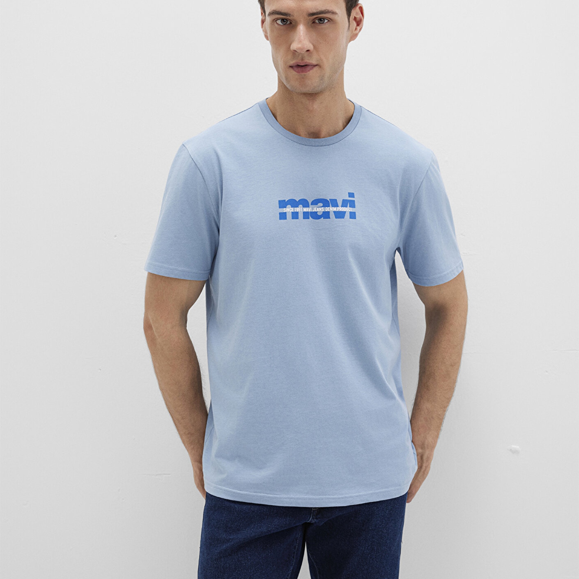 Mavi Mavi Logo Baskılı Mavi Tişört Regular Fit / Normal Kesim 0610943-70731