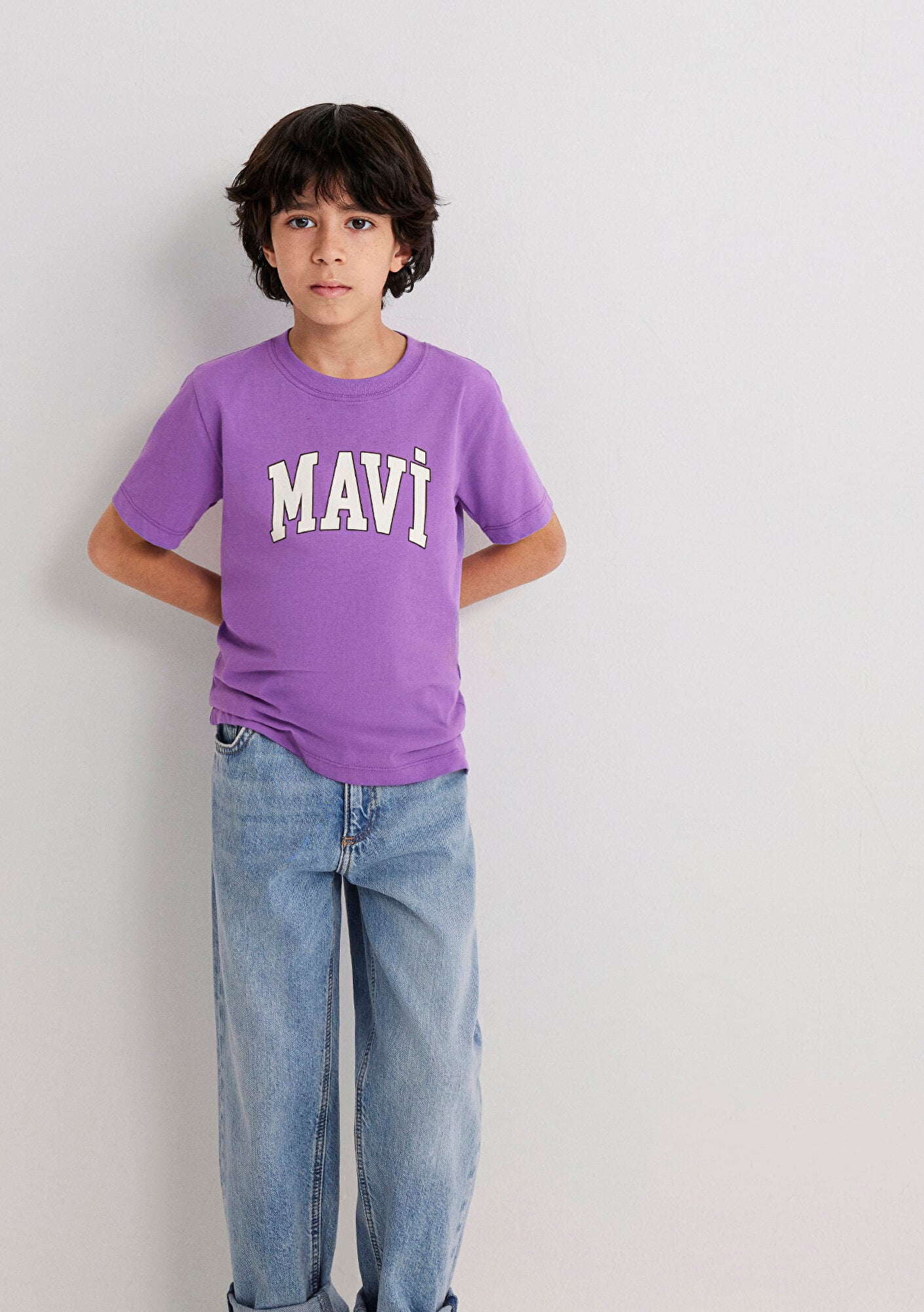  Mavi Mavi Logo Baskılı Mor Tişört Regular Fit / Normal Kesim 6610030-70606