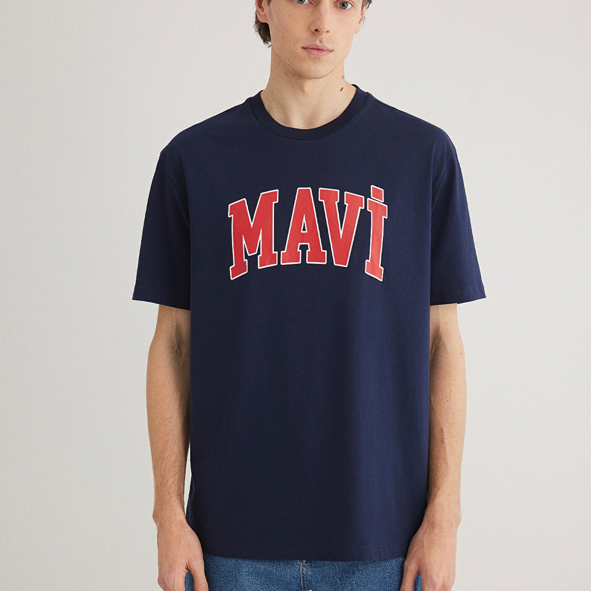 Mavi Mavi Logo Baskılı Lacivert Tişört Loose Fit / Bol Rahat Kesim 0611711-84371