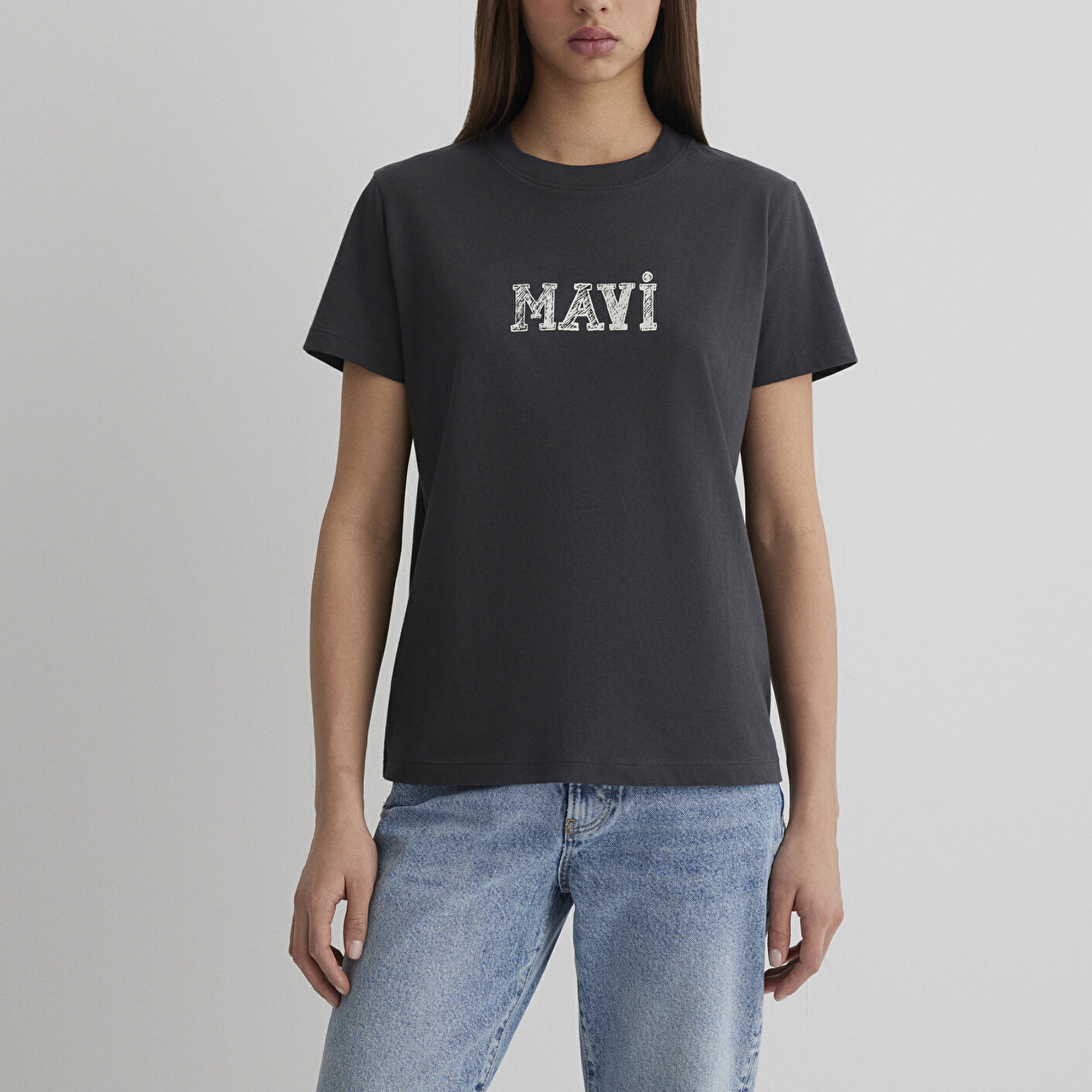 Mavi Mavi Baskılı Antrasit Tişört Regular Fit / Normal Kesim 1612232-34853