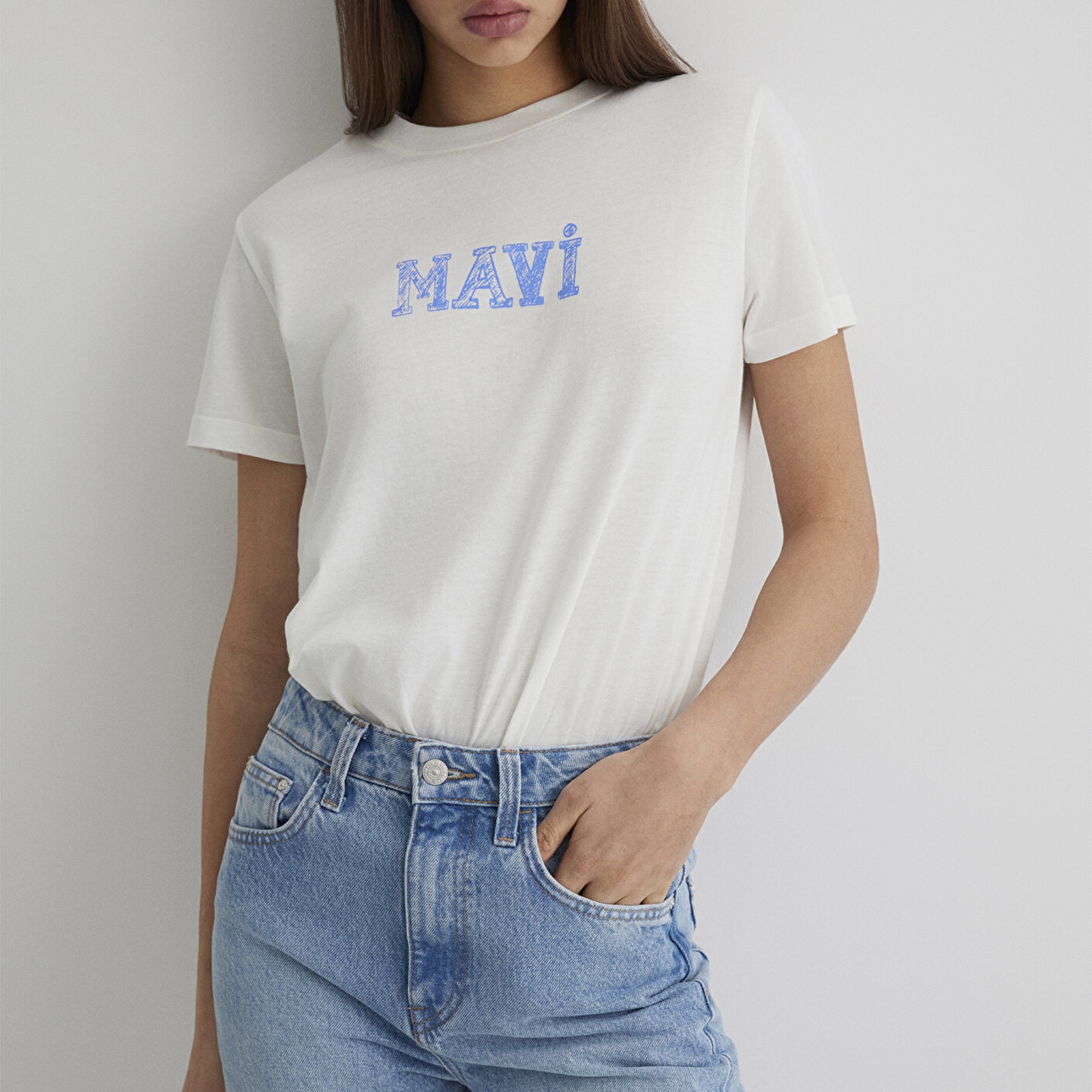 Mavi Mavi Baskılı Beyaz Tişört Regular Fit / Normal Kesim 1612232-70057