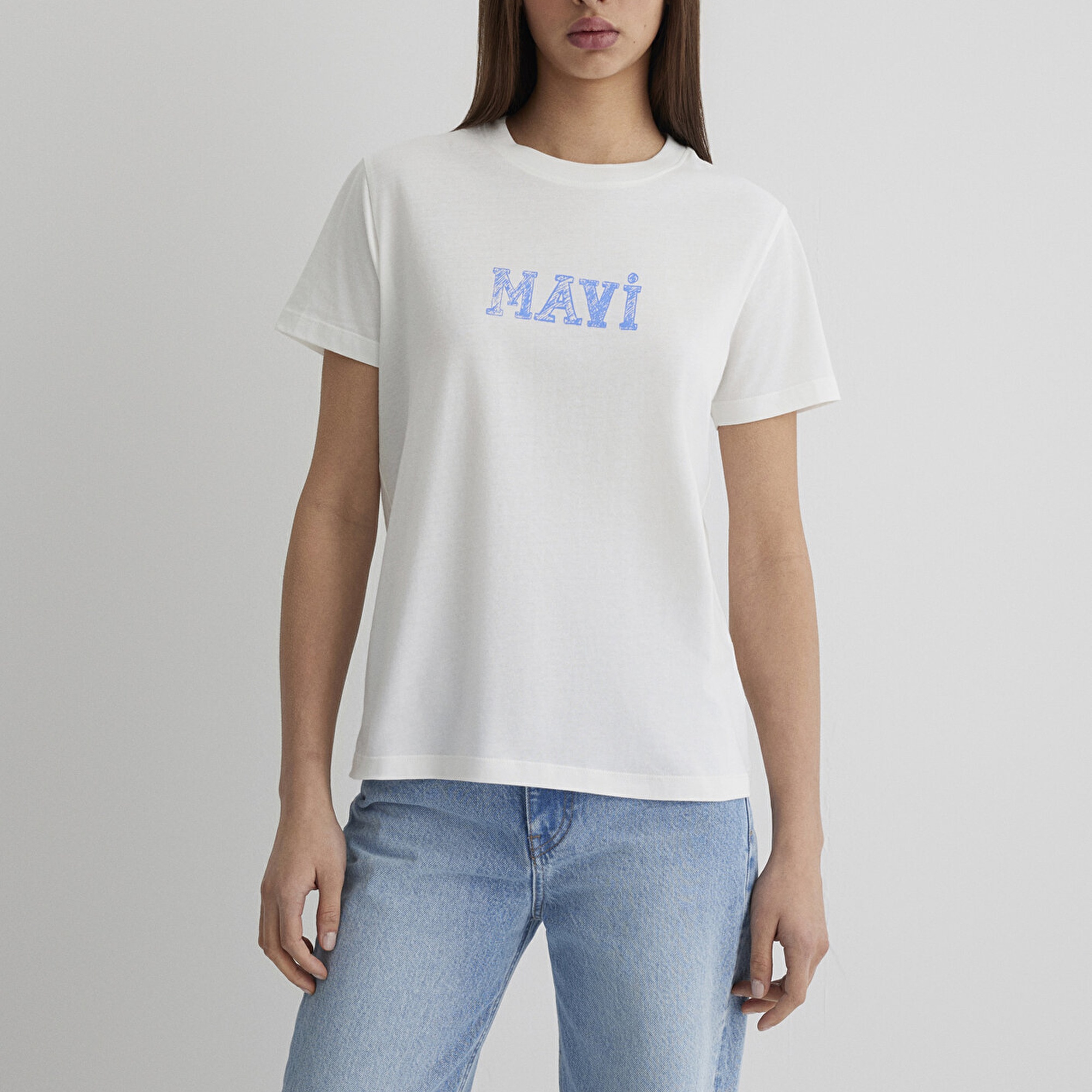 Mavi Mavi Baskılı Beyaz Tişört Regular Fit / Normal Kesim 1612232-70057