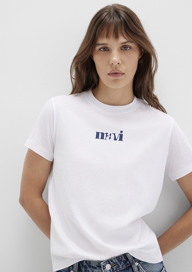  Mavi Mavi Baskılı Beyaz Tişört Regular Fit / Normal Kesim 1612241-620