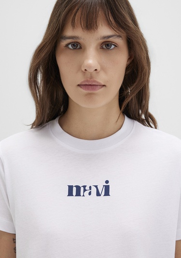  Mavi Mavi Baskılı Beyaz Tişört Regular Fit / Normal Kesim 1612241-620