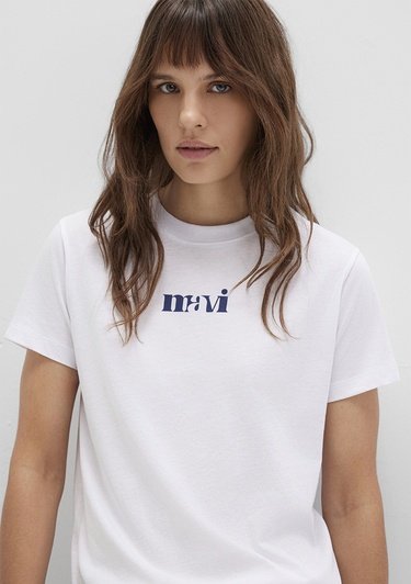  Mavi Mavi Baskılı Beyaz Tişört Regular Fit / Normal Kesim 1612241-620