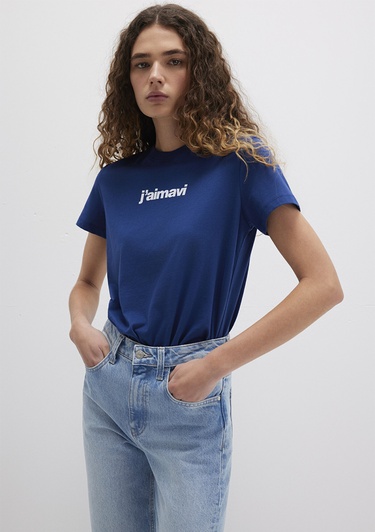  Mavi Mavi Baskılı Lacivert Tişört Regular Fit / Normal Kesim 1612242-70722