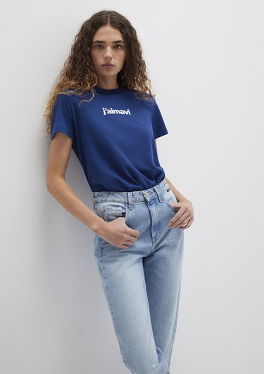  Mavi Mavi Baskılı Lacivert Tişört Regular Fit / Normal Kesim 1612242-70722
