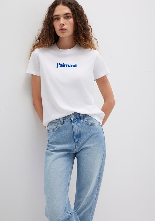  Mavi Mavi Baskılı Beyaz Tişört Regular Fit / Normal Kesim 1612242-620