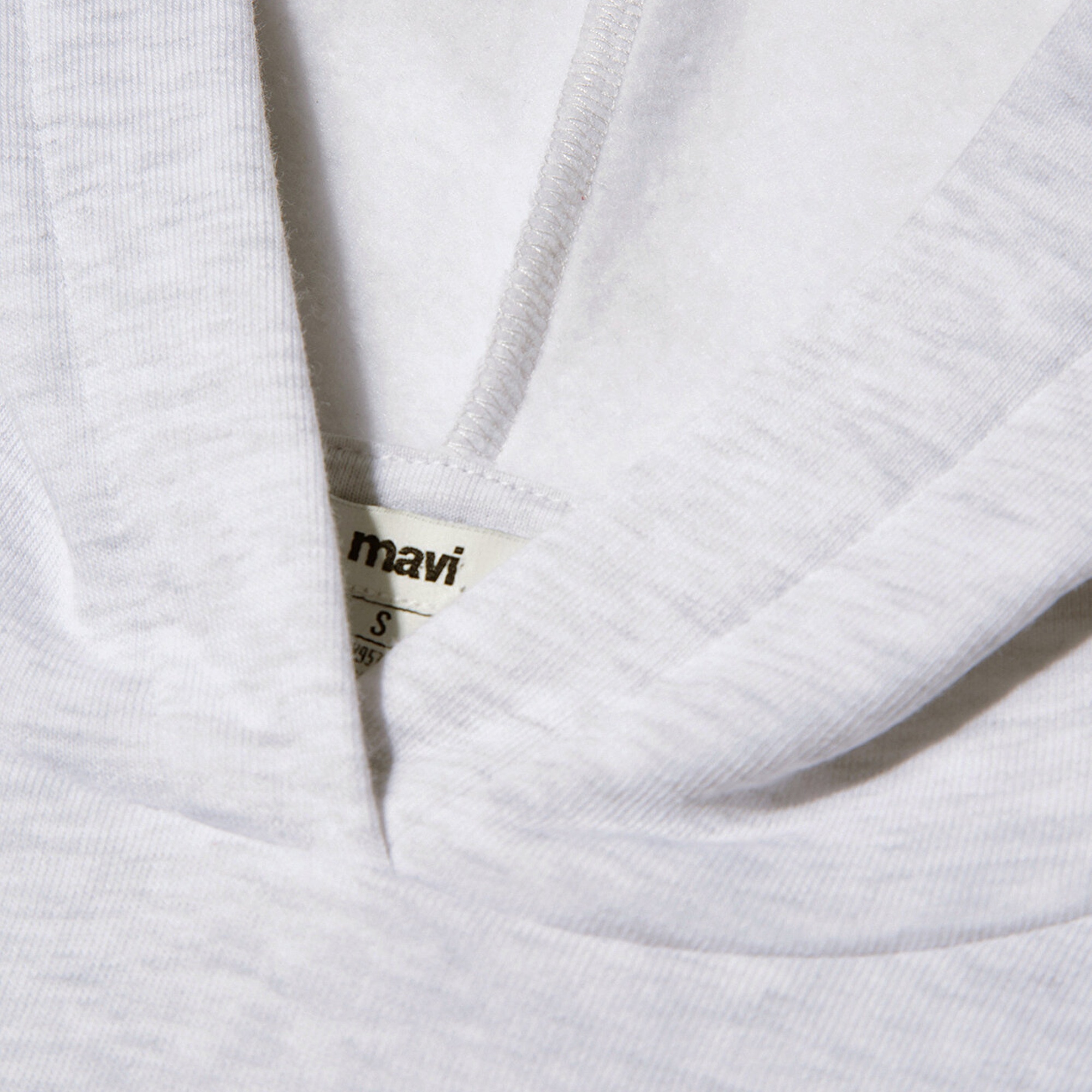 Mavi Kapüşonlu Açık Gri Basic Sweatshirt 167299-85438