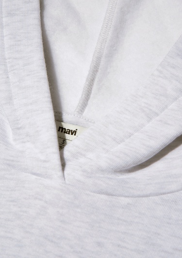  Mavi Kapüşonlu Açık Gri Basic Sweatshirt 167299-85438