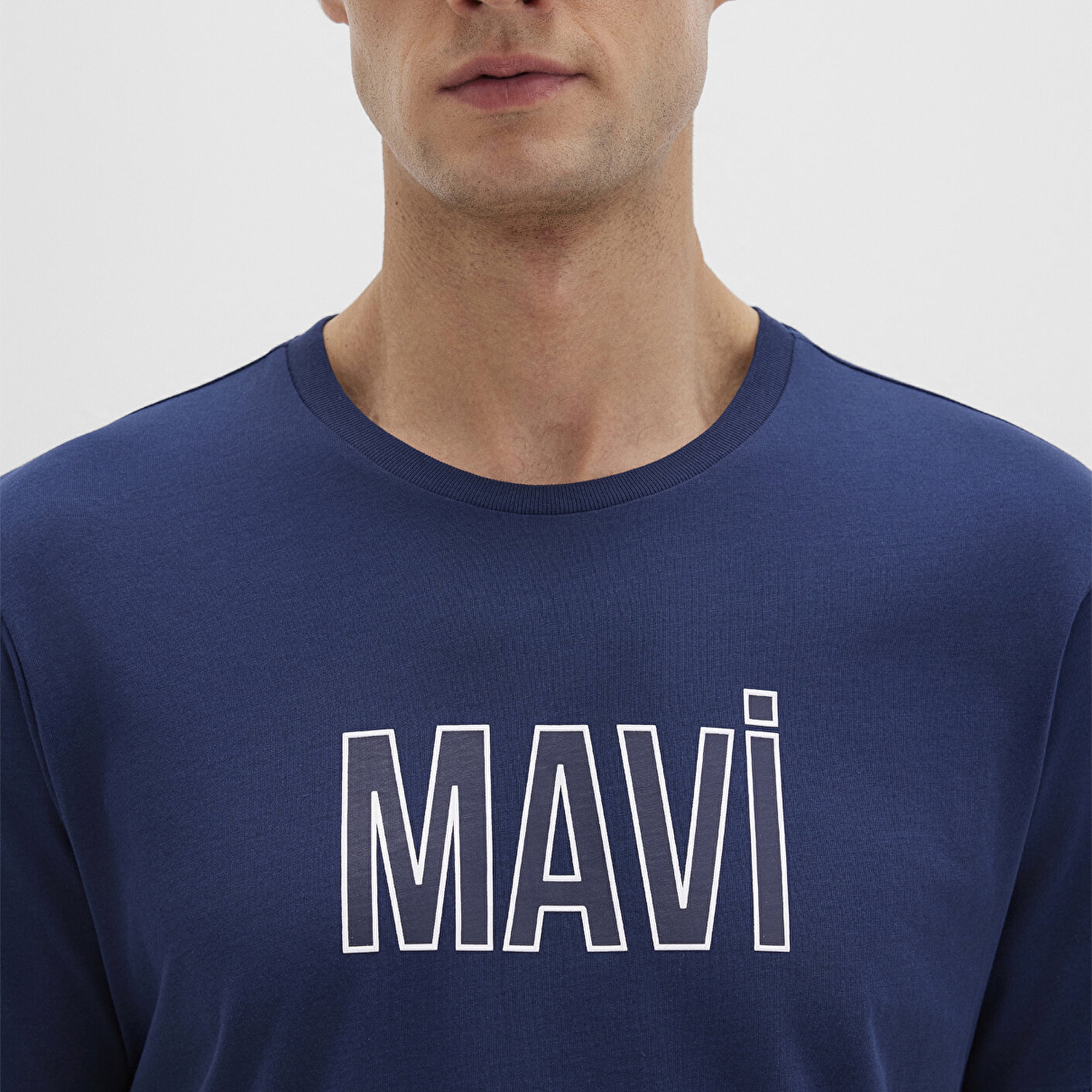 Mavi Mavi Logo Baskılı Lacivert Tişört Regular Fit / Normal Kesim 066842-70758