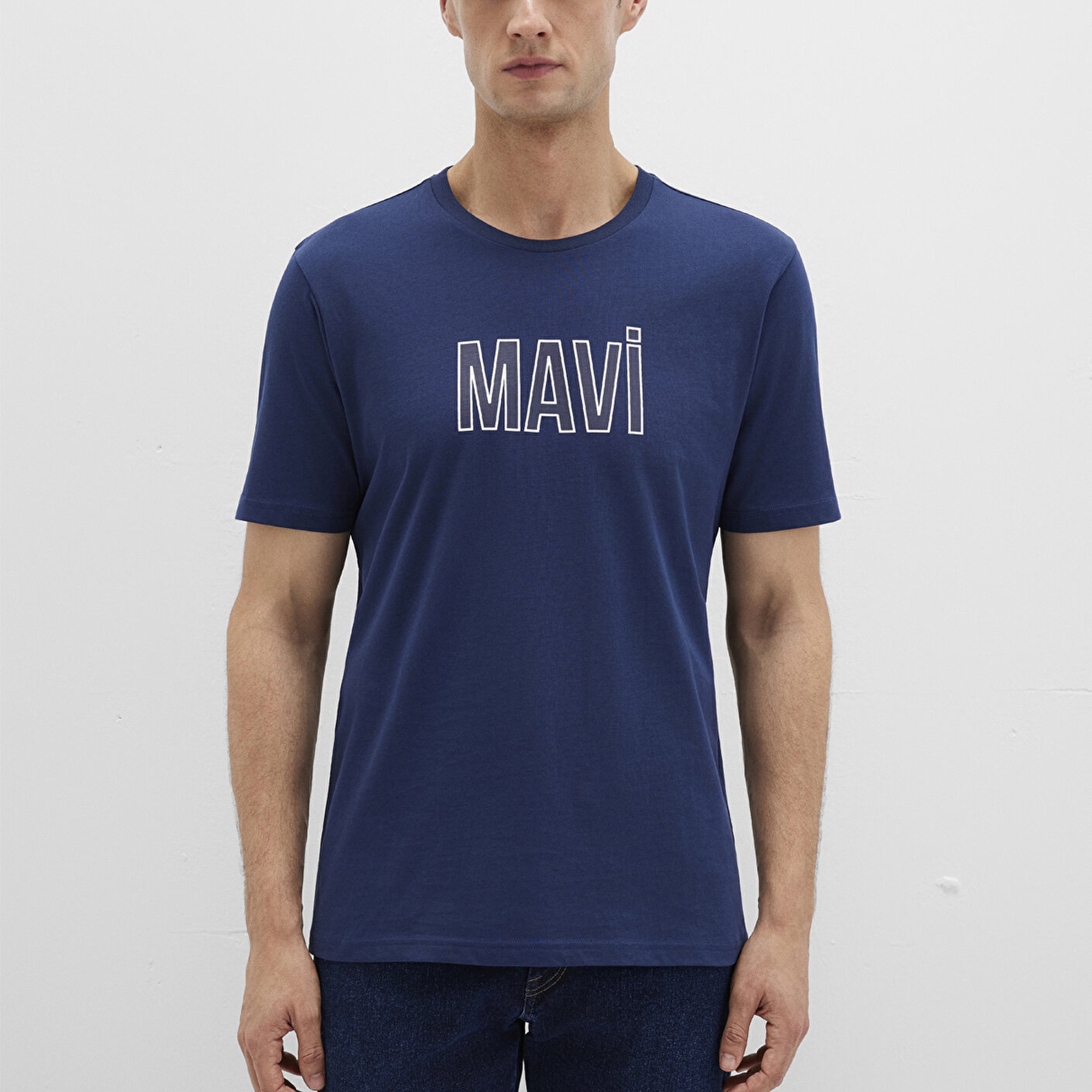 Mavi Mavi Logo Baskılı Lacivert Tişört Regular Fit / Normal Kesim 066842-70758